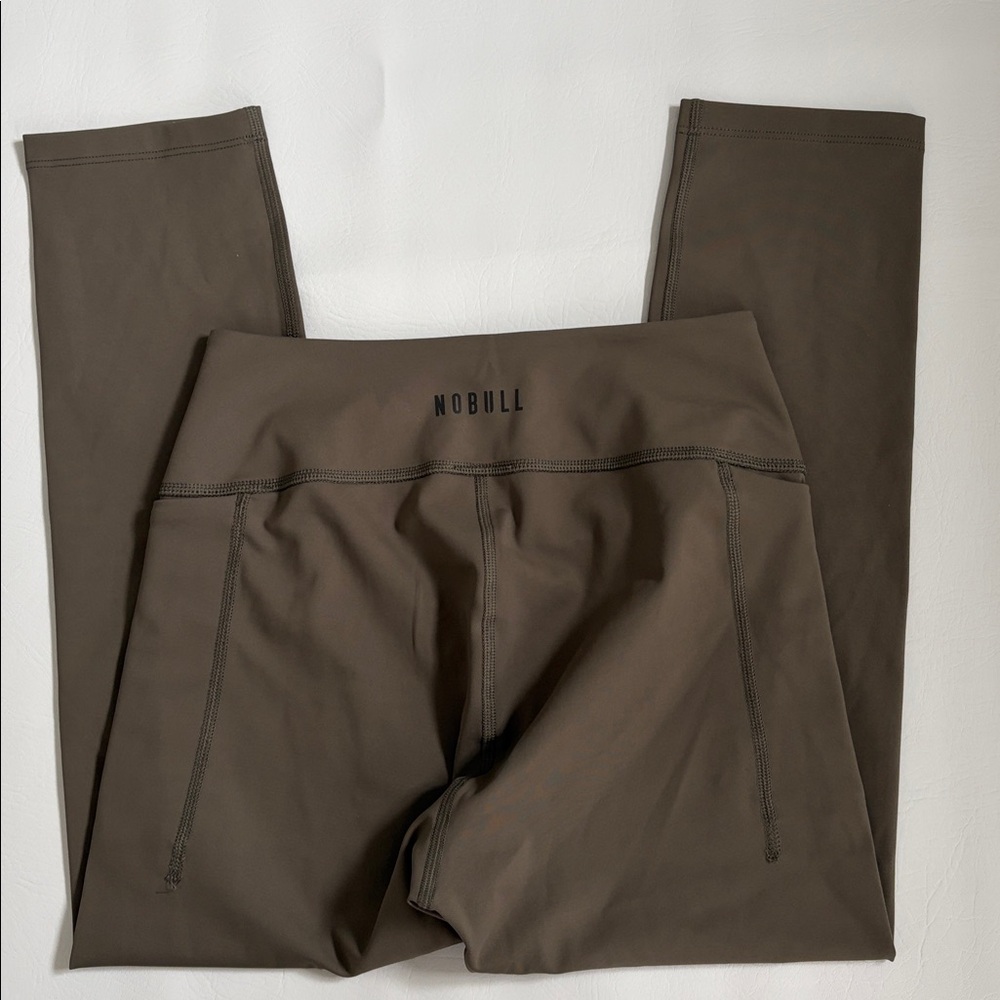 NOBULL Leggings Crop 21” Leggings Pockets Olive Green Size Small - Picture 1 of 11
